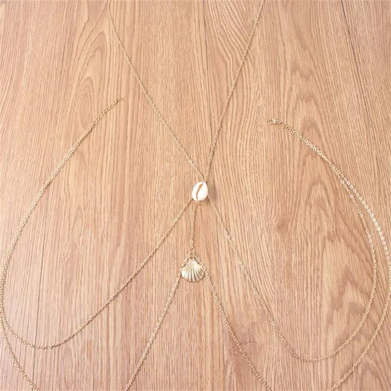 1 шт. в богемном стиле женского тела оболочки цепь гребешком кулон бикини накрест