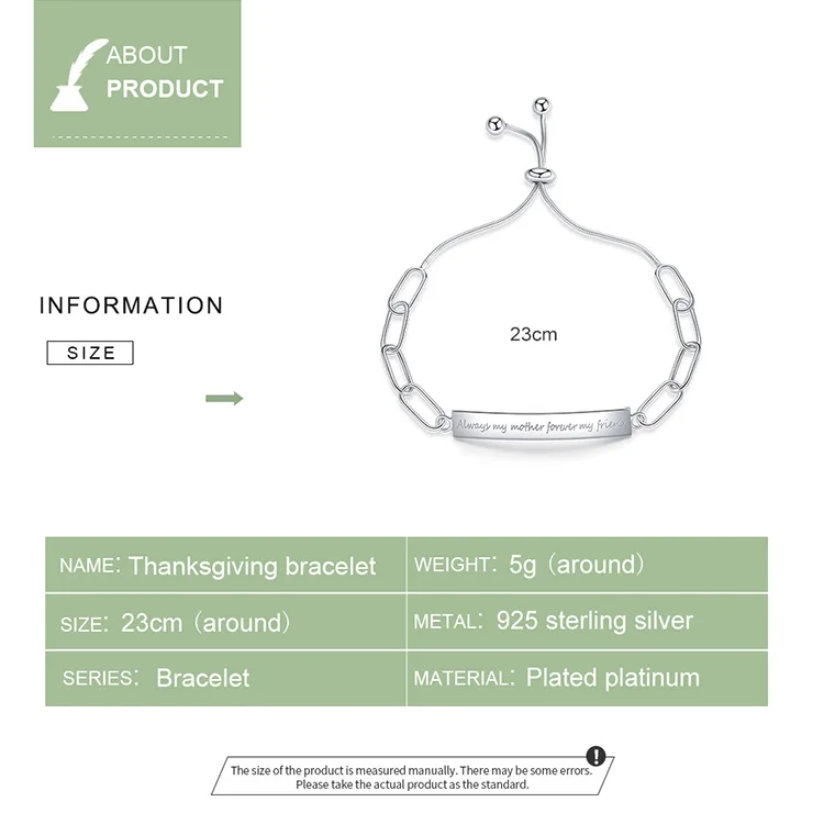 

BISAER Thanksgiving Day Gift Bracelet 925 Sterling Silver 925 Sterling Silver Bangle For Women Fine Jewelry Gift HVB060