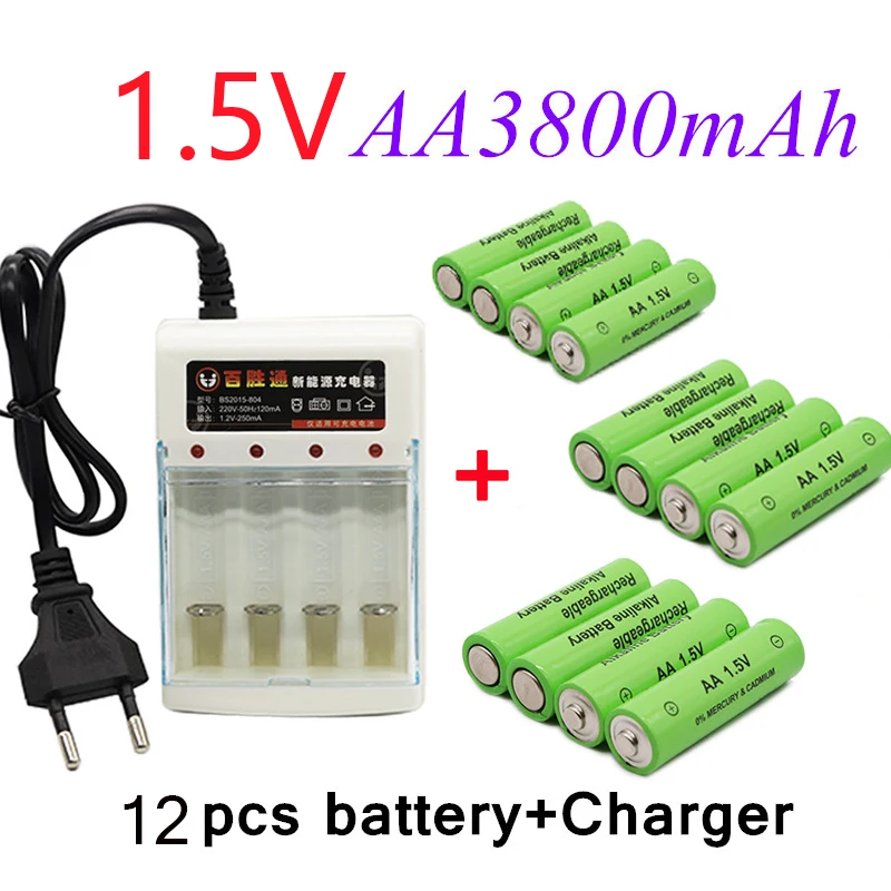 New Tag 3800MAH rechargeable battery AA1.5 V 3800mah chargeable For Clock Toys Flashlight Remote Control Camera battery+charger |