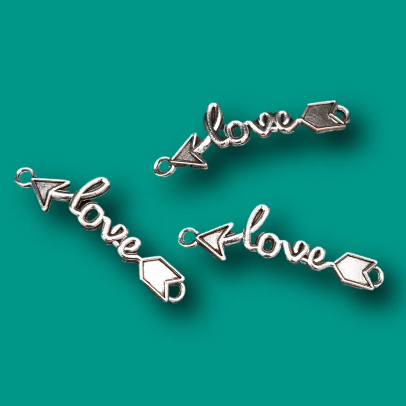 Посеребренные соединители со стрелками Купидона для изготовления ожерелья