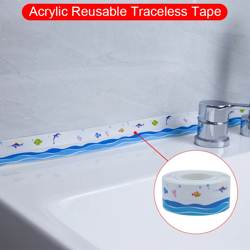 

2.2/3.8cm Bathroom Kitchen Shower Sink Bath Sealing Strip Tape Caulk Strip Self Adhesive Waterproof Wall Sticker Sink Edge Tapes