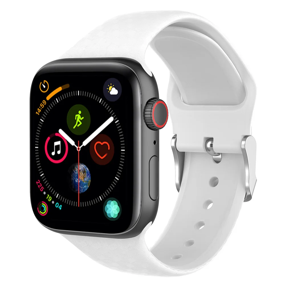 Ремешок силиконовый для Apple Watch 4 38 мм 40 42 44 спортивный мягкий браслет с 3d текстурой