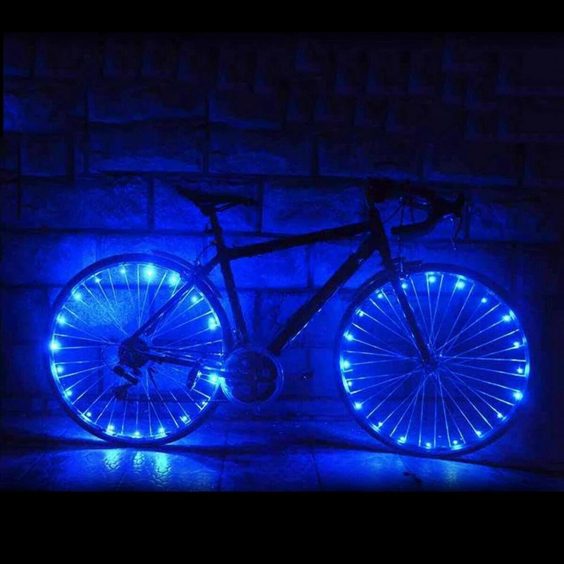 20 LED Bicycle Bike Cycling Rim Wheel Lights On Off Flash Spoke Light String US