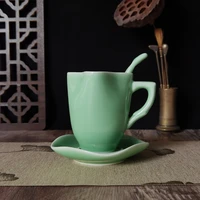 coffee mug 6 7oz teacup and saucer set porcelain drinkware microwave and dishwasher safe ceramic tableware chinese celadons cup