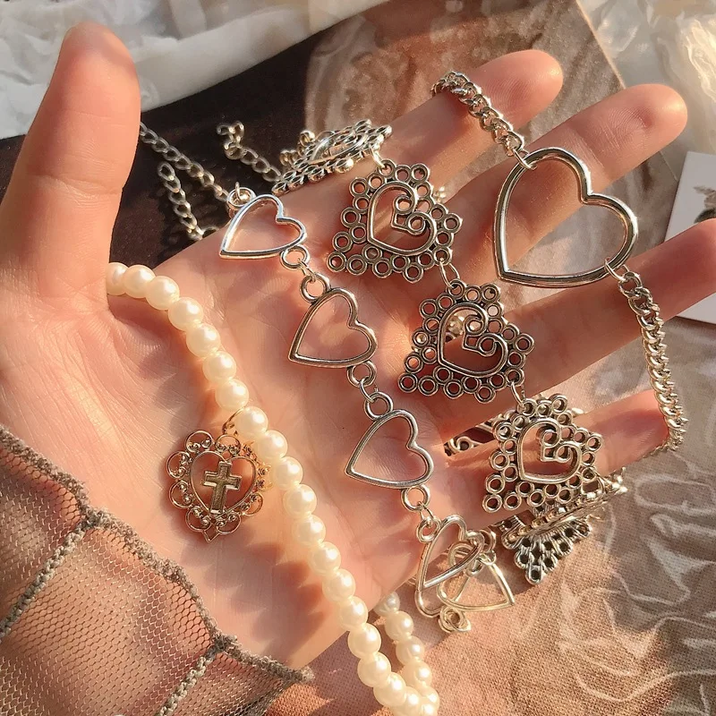 

Kpop Heart chain Choker Necklaces For Women collar Goth Necklace aesthetic Jewelry Valentines Party Girl's Gift collier femme