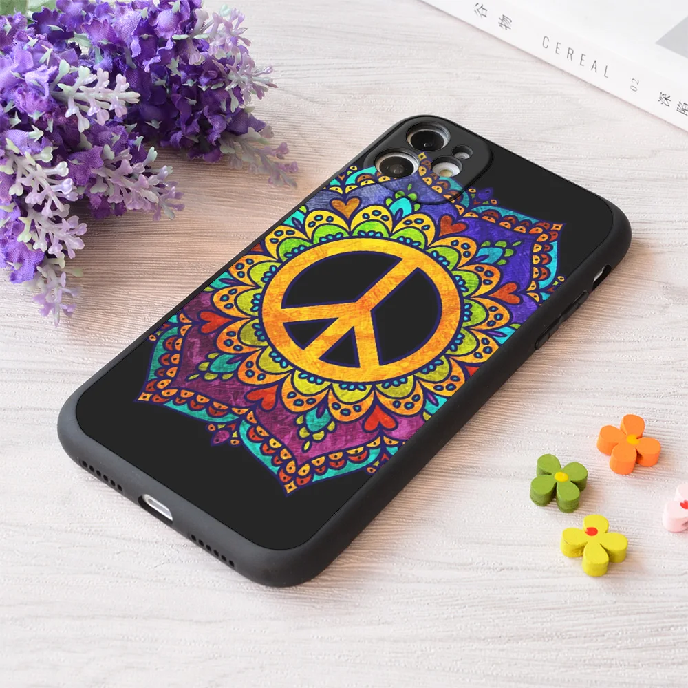 

For iPhone Peace Mandala Print Soft Matt Apple Case