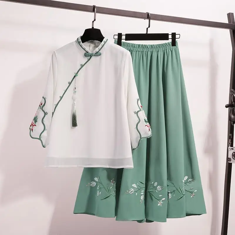 Традиционный китайский костюм из двух предметов хлопковая льняная блузка с