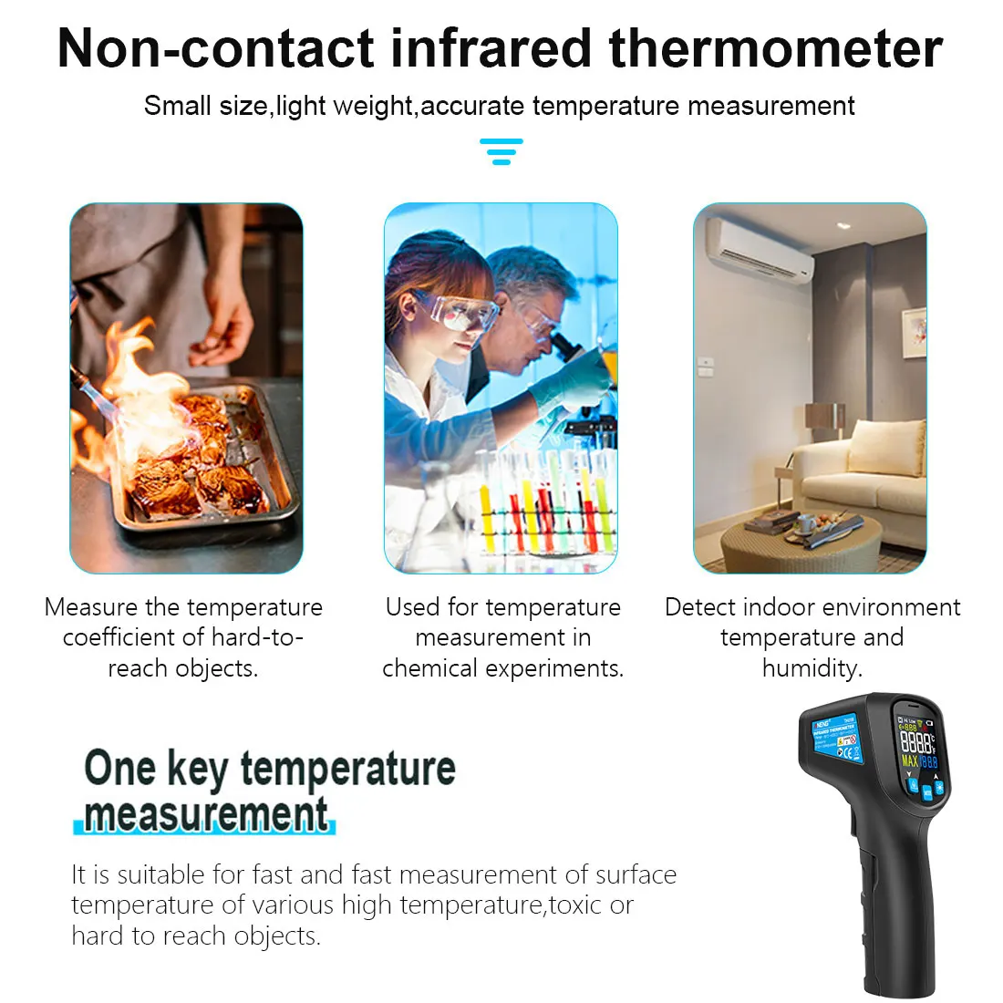

Digital Infrared Thermometer -50~600C Laser Temperature Meter Gun Digital LCD Industrial Outdoor Laser Pyrometer IR Thermometer