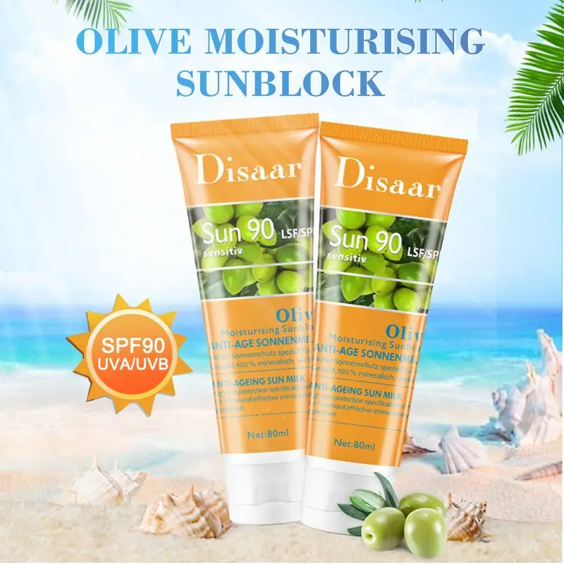 Disaar SPF60 +/90 + оливковый солнцезащитный крем для лица отбеливающий увлажняющий