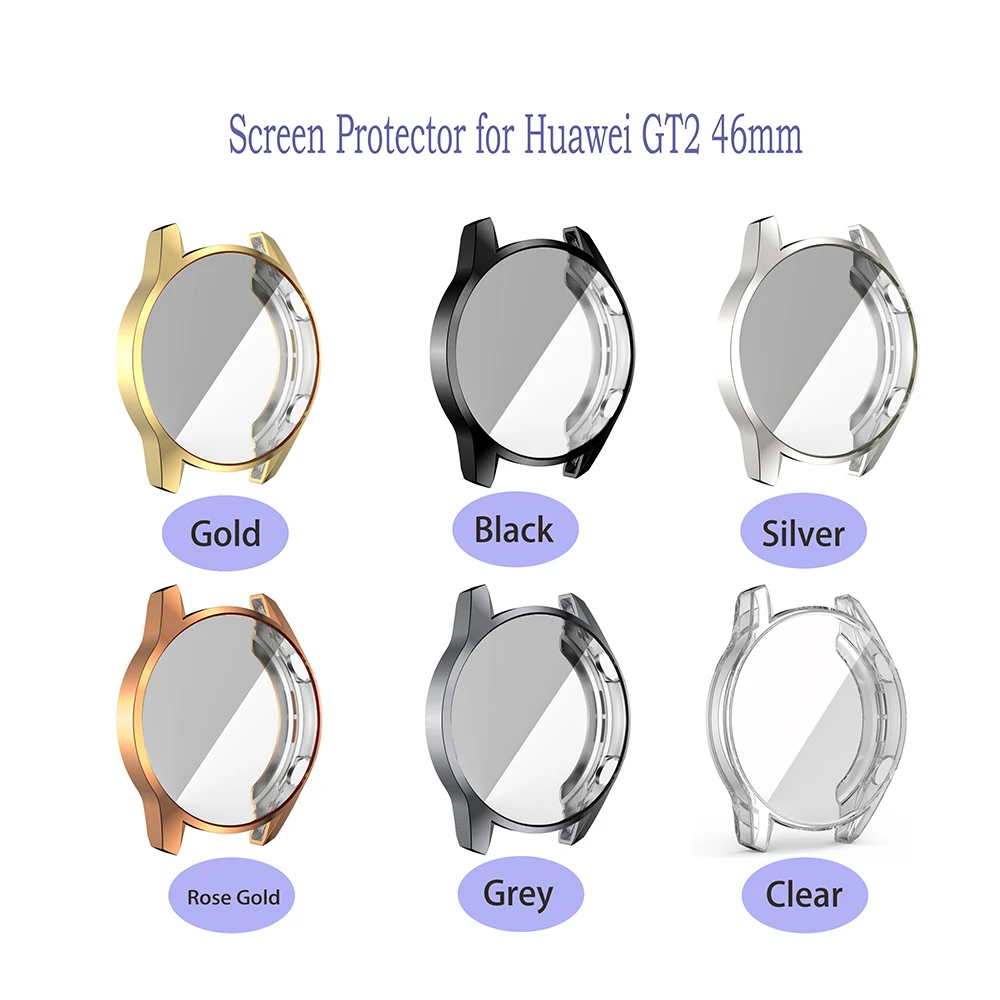 6 Pack All-Around Smart Watch Screen Protector Case For Huawei GT2  46mm Soft TPU  Scratch Resistant Slim Protective Case Cover