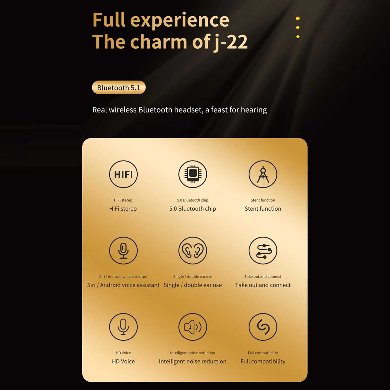 Беспроводная стереогарнитура J22 Bluetooth Hd 9d 5 0 Bluetooth-гарнитура с дисплеем мощности и