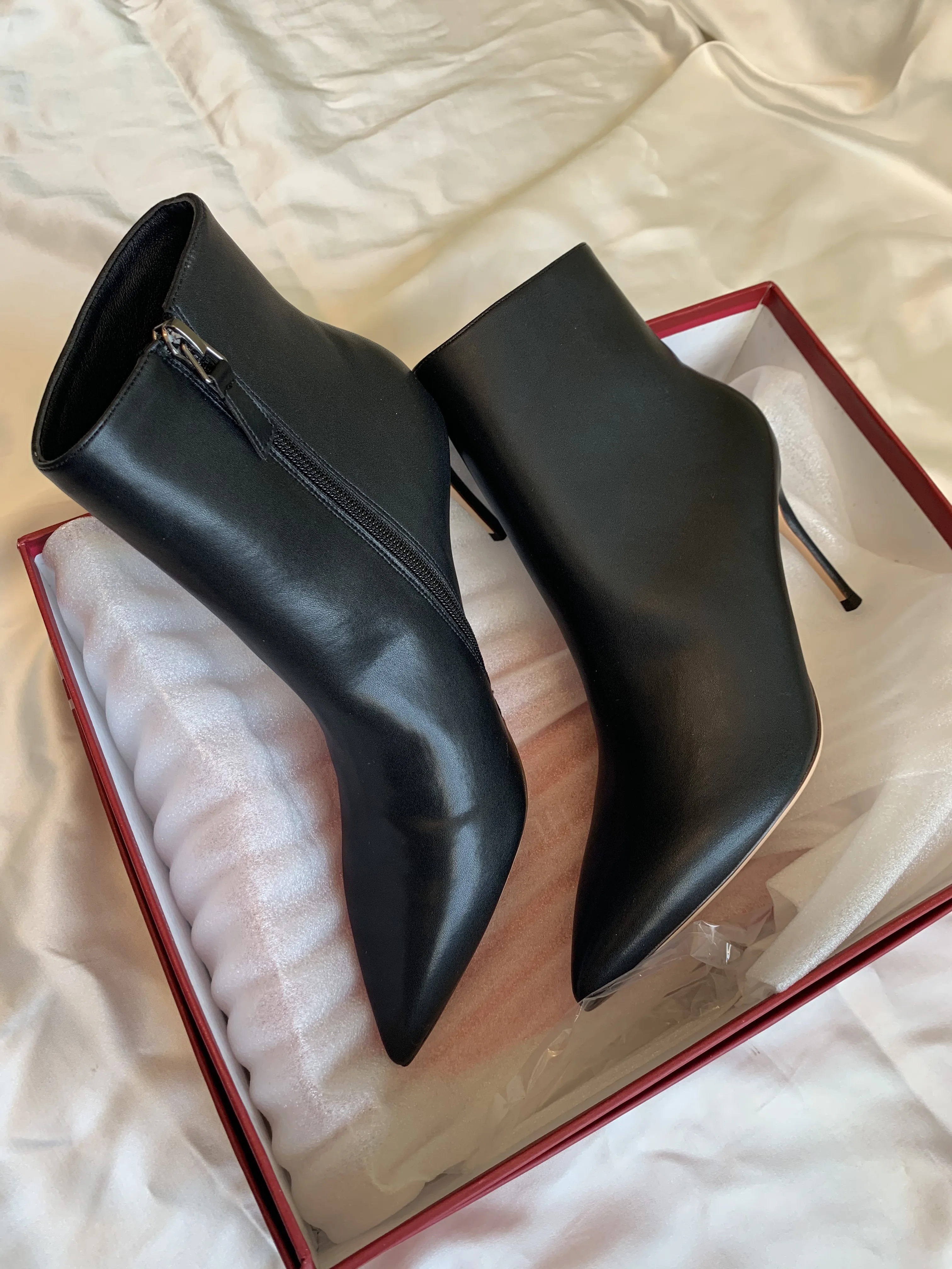 Ботильоны DorisFanny для женщин черные ботинки на высоком каблуке из натуральной кожи