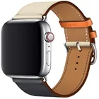 Ремешок кожаный с металлической пряжкой для наручных часов, стильный браслет для Apple Watch SE Series 6 5 4 Band 44 мм 40 мм 42 мм 38 мм