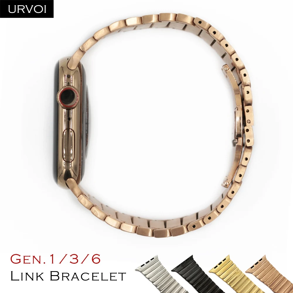 URVOI ремешок для apple watch 4 5 3 2 1 соединяющий ремешок браслета для iWatch 42 44 мм высокого качества из нержавеющей стали регулируемый ремешок Gen.6th