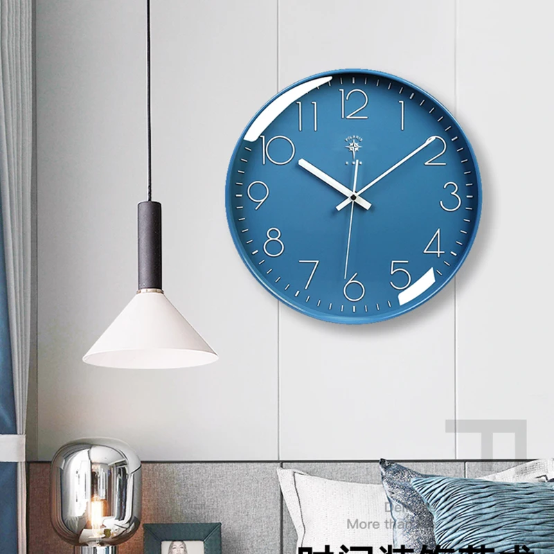 

Minimalist Wall Clock Loft Salon Blue Smart Date Wall Clock Battery 12 Inch Square Decoracion Para El Hogar Bathroom Decor