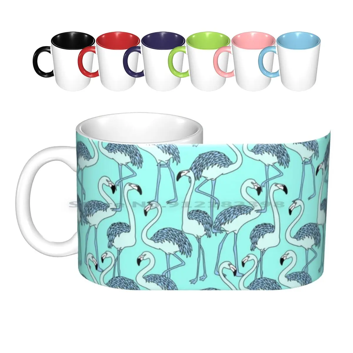 

Подходящая маска и рубашка, керамические кружки, кофейные чашки, кружка для молока, чая, текстура с рисунком фламинго, повторяющийся бесшовн...
