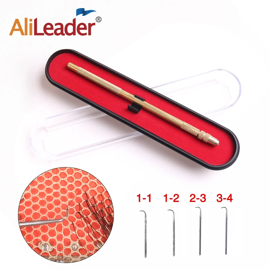 Alileader Cheap Hair Ventilating Needle For Wig Making Crochet Hook Tools 1PC Ventilating Lace Wigs Holder With 4 Pcs Pins