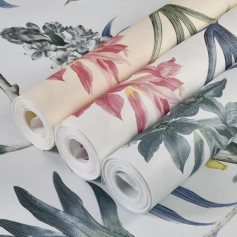 

Idyllic color flower and bird pattern non-woven wall bedroom living room wedding room TV background environmental wallpaper