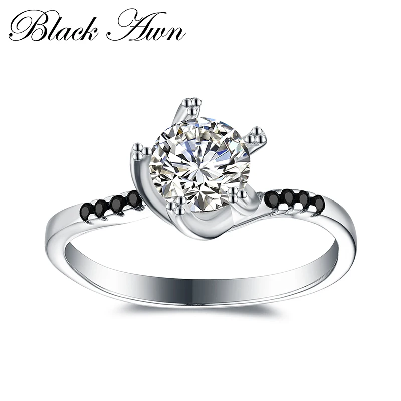 

[BLACK AWN] 925 Sterling Silver Jewelry Cute Wedding Rings for Women Female Bijoux C392