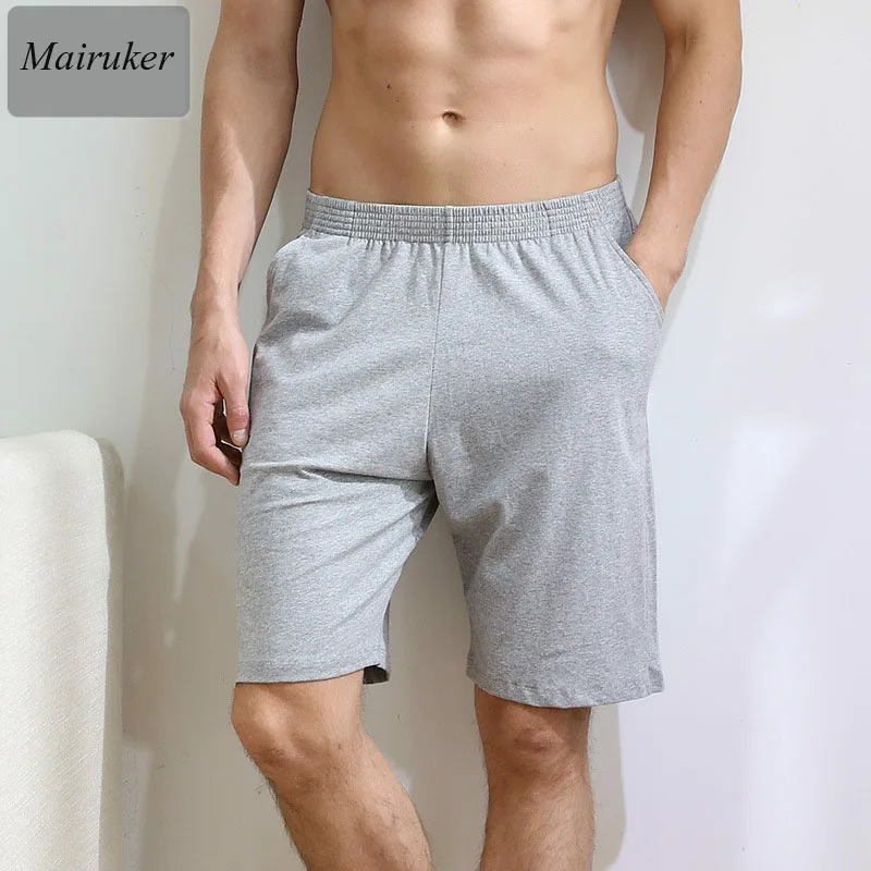 Летняя мужская Хлопковая пижама штаны Однотонная повседневная обувь пикантные