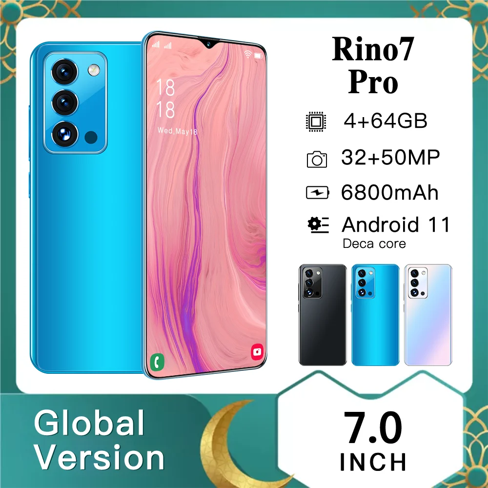 

Rino7 Pro 5G Smartphone 7.0 inch Screen MTK6899 Android 10.0 Dual Sim Cards Standby 16MP+32MP,8GB RAM + 256GB ROM