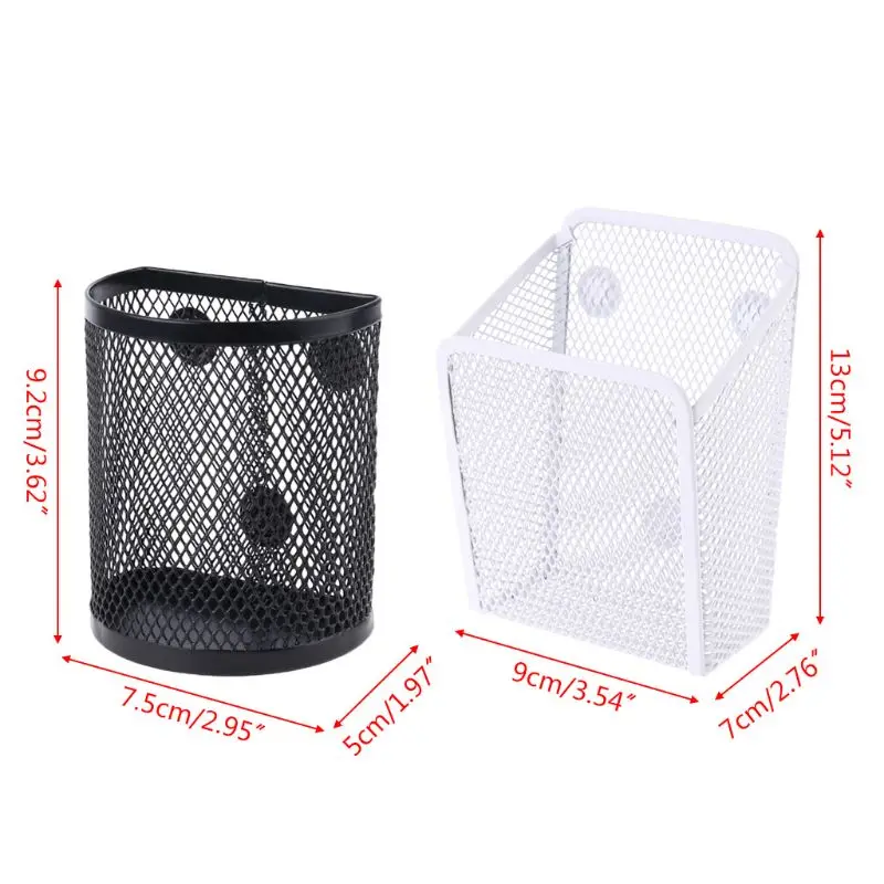 

2021 New Metal Wire Mesh Magnetic Basket Storage Box Pen Pencil Makeup Organizer School Stationery