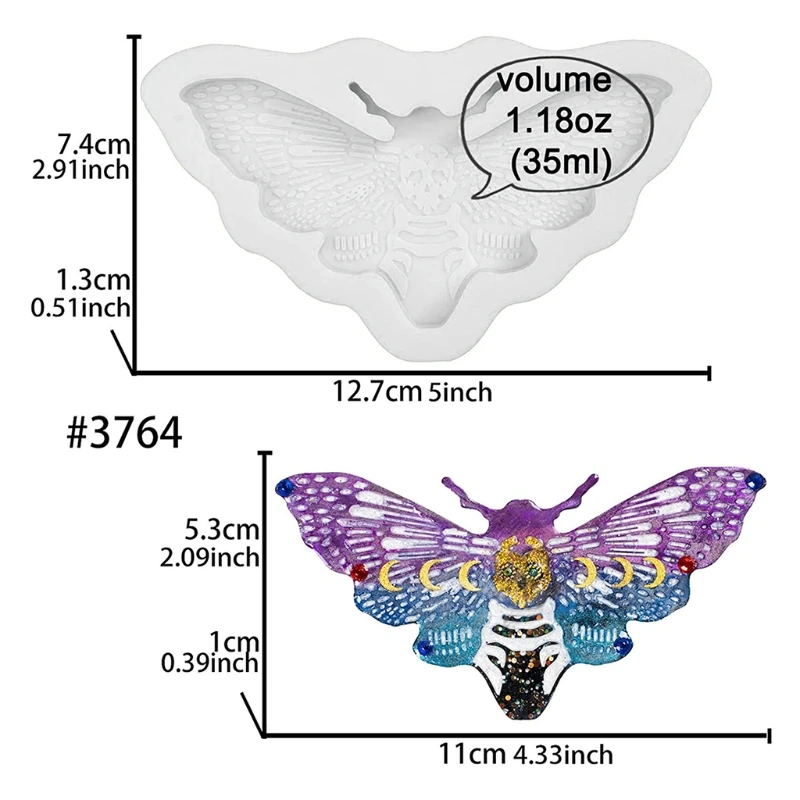 

Moth Keychain Epoxy Resin Mold Necklace Pendant Silicone Mould DIY Crafts Jewelry Casting Tools