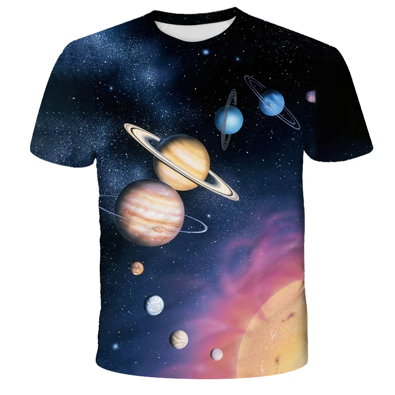 

Space Galaxy Planet Universe 3D printing T-shirt boy girl child sky stars 3D printing cool strange fashion street clothing