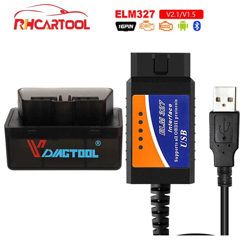 OBD2 ELM327 Bluetooth USB V1.5 автомобильный диагностический кабель интерфейс поддерживает
