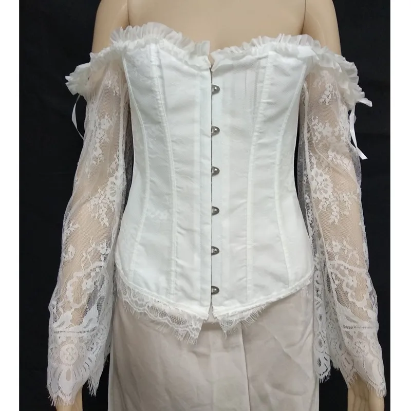 Jececer Ретро кружевной рукав Свадебный корсет Топ жаккардовая ткань с цветочным