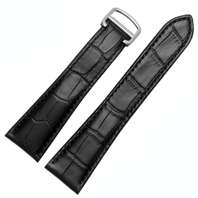 Watch Band For Cartier TANk SOLO RONDE DE Genuine Leather Watch Chain Folding Buckle Watch Strap Accessories Watch Bracelet Belt