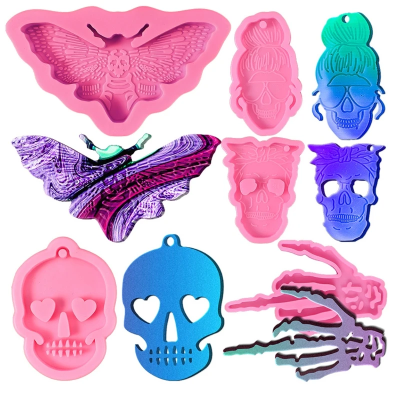 

5 Pcs Keychain Epoxy Resin Mold DIY Crafts Casting Tool Jewelry Pendant Silicone Mould