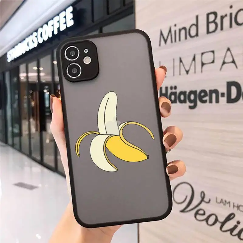 

Lovely Cartoon Funny Banana Phone Case Matte Transparent for iPhone 7 8 11 12 s mini pro X XS XR MAX Plus cover funda