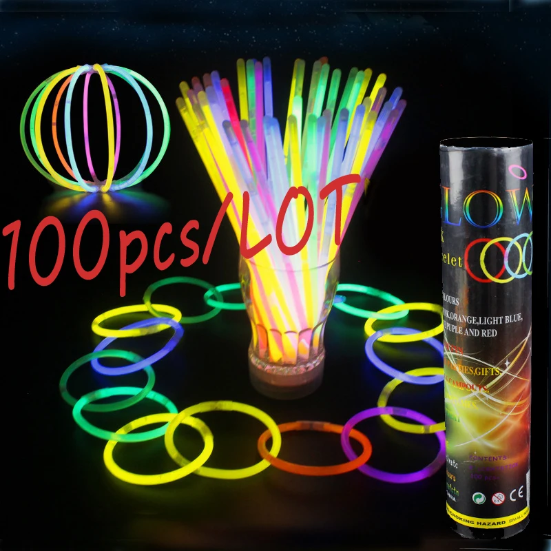 100 шт. светящиеся палочки для украшения браслетов|Светящиеся в темноте игрушки| |