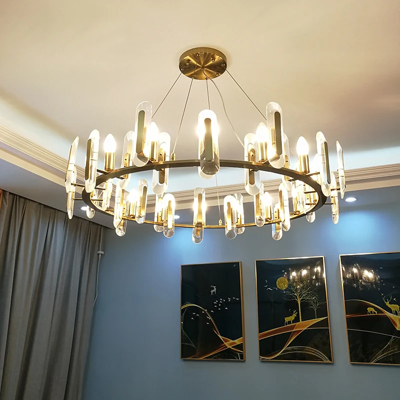 

Postmodern light luxury crystal chandelier living room lighting simple Nordic atmosphere bedroom dining room lighting