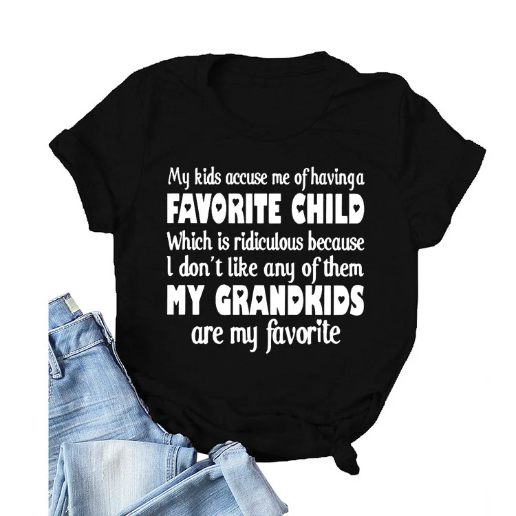 

Favorite child letter simple casual short sleeve loose Pullover bottomed T-shirt women's jy0066