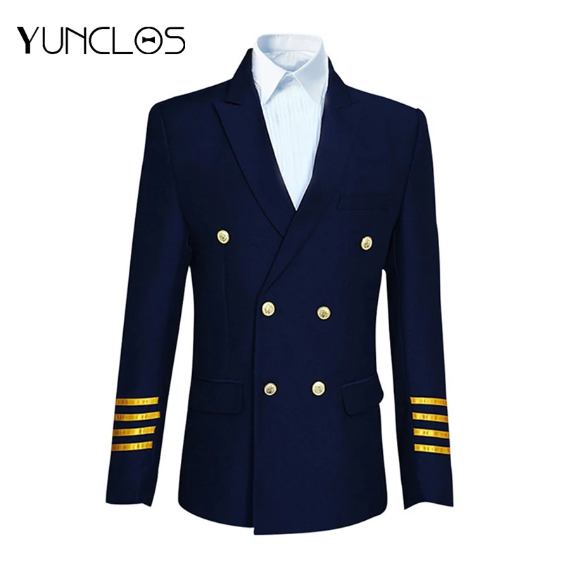 Костюм BL-Captain мужской из 2 предметов (пиджак + брюки) двубортный костюм с эполетами