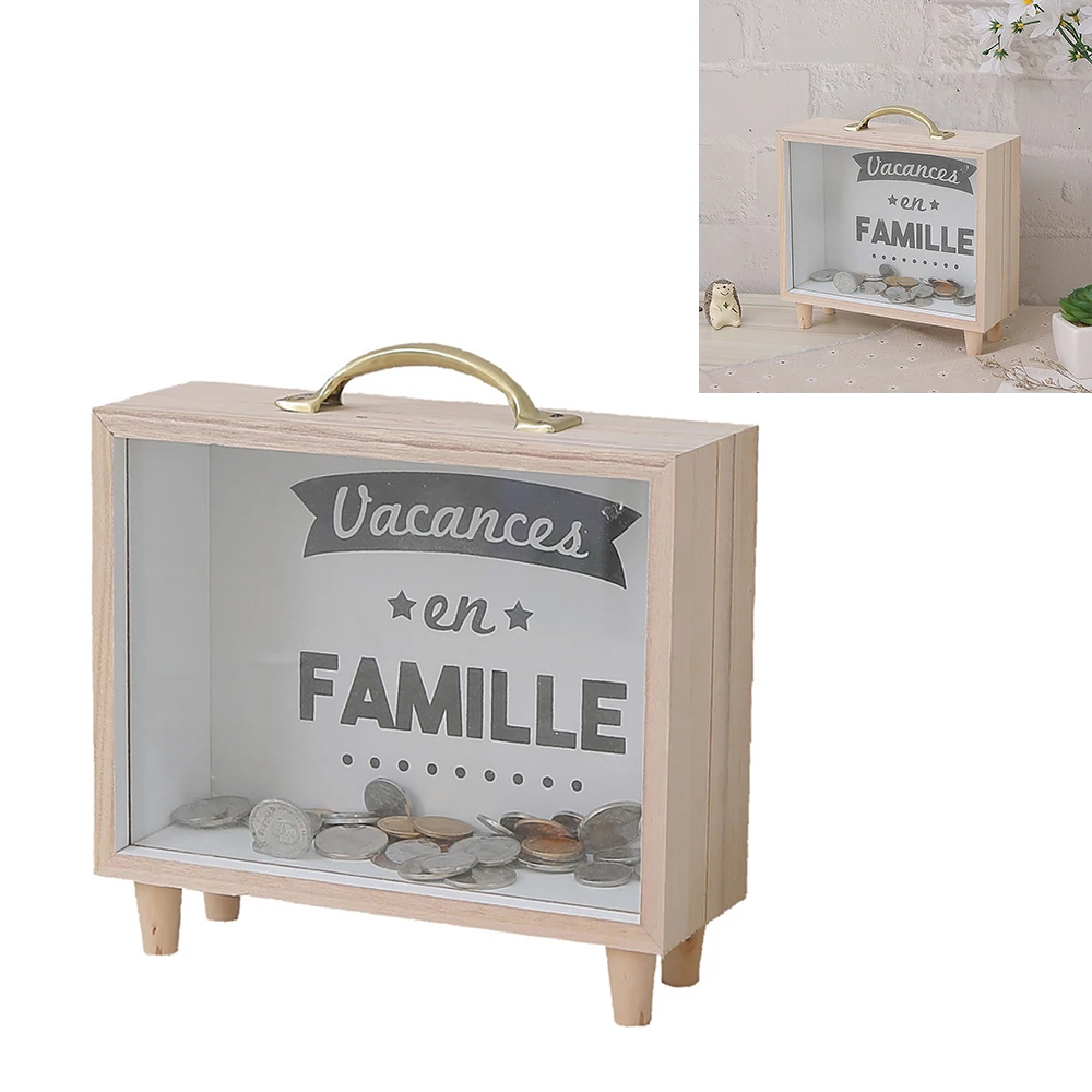 Деревянная копилка коробка для денег контейнер монет и наличных домашняя