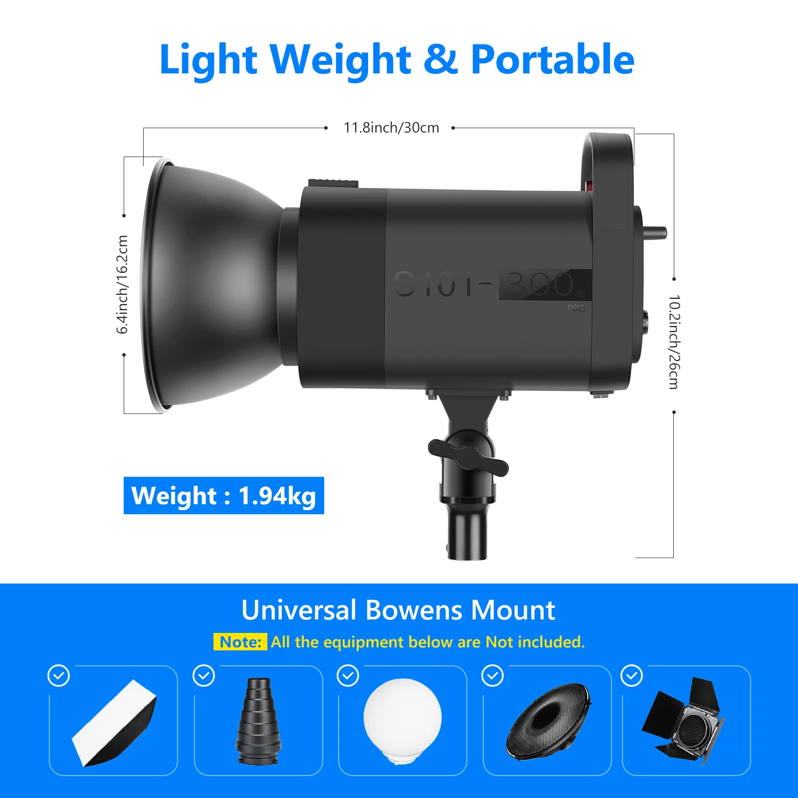 

Neewer S101-400W PRO Studio Monolight Strobe Flash Light with Modeling Lamp for Photo Studio Product Photography Video Shooting