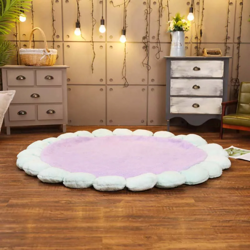 Круглый цветочный ковер для спальни Нескользящие Детские Коврики ползания