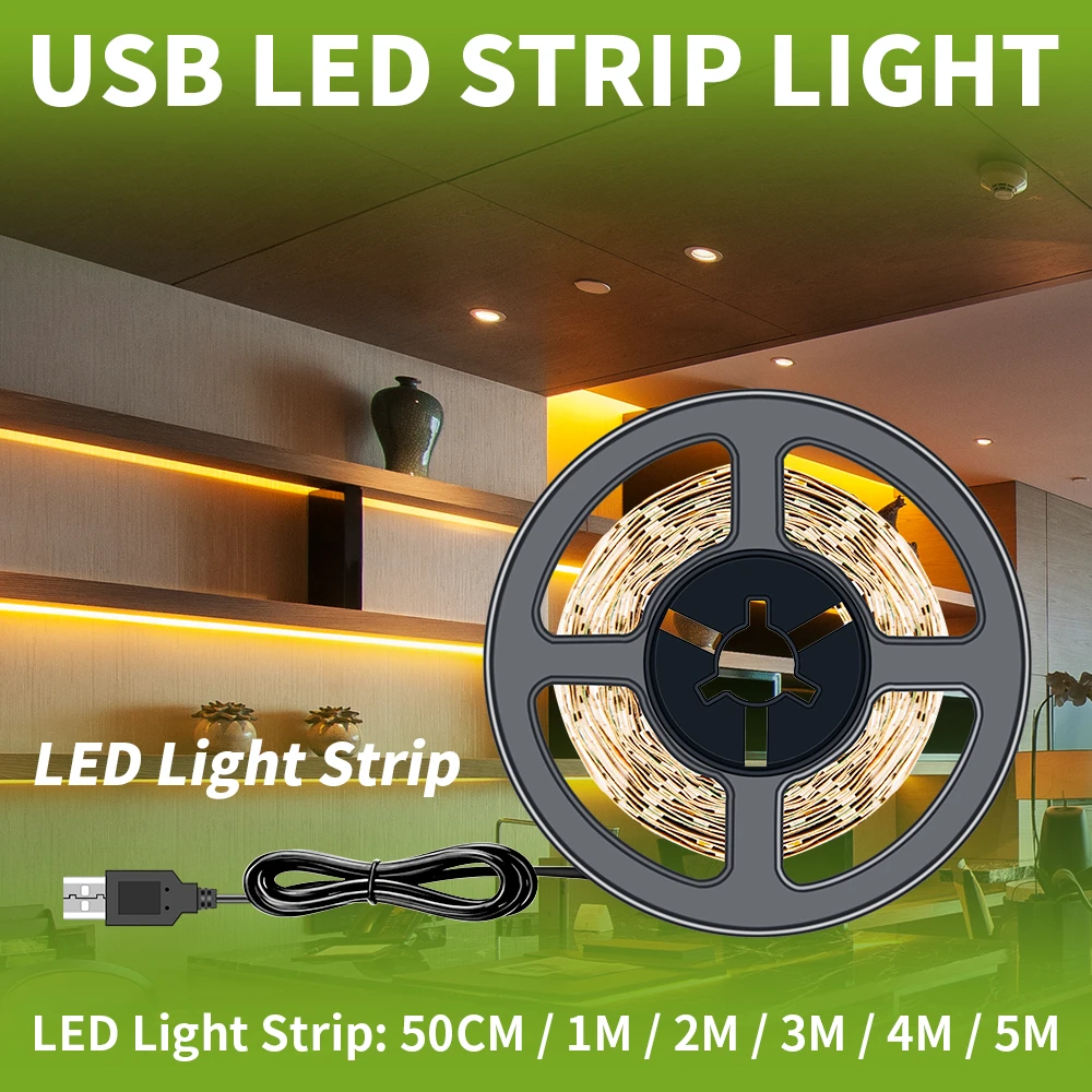 

Flexible USB 5V Strip Light LED Tape Ribbon 0.5 1 2 3 4 5M LED Fita Lamp Bedroom Bedside Night Light Screen BackLight Lighting