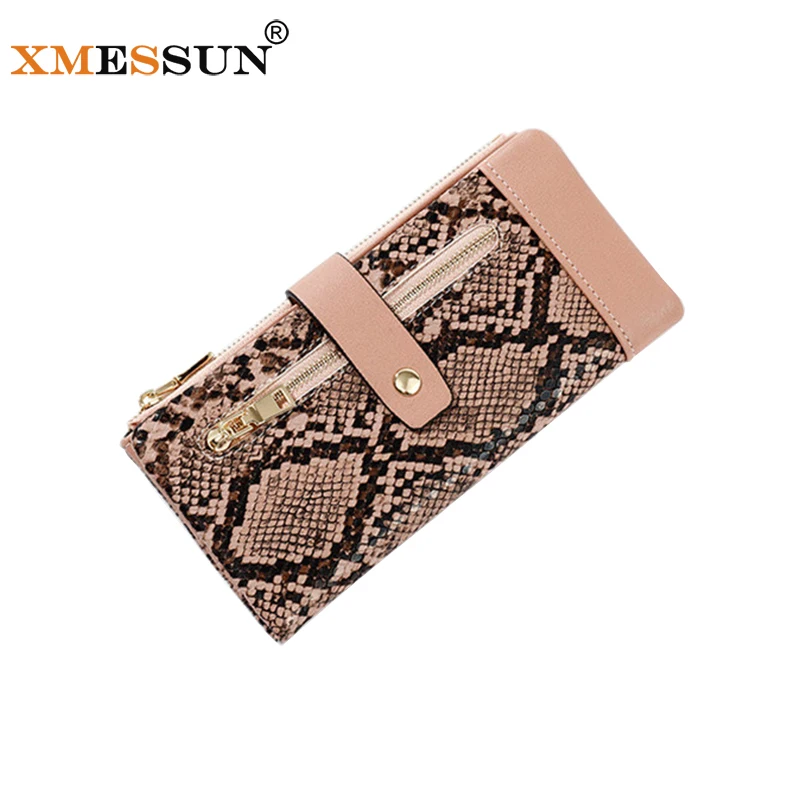 

XMESSUN Women 2022 New Snake Pattern Wallet Large Capacity Zipper Long Wallet Fashion Multi-card Position F313