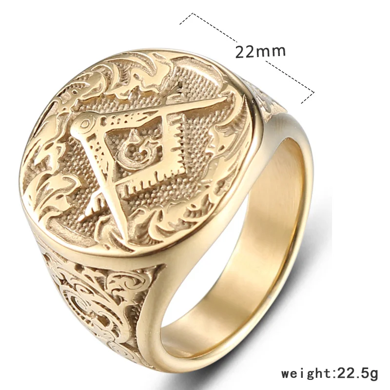 DICAYLUN Freemasonry кольцо Mason Symbols масонское тамплиера для мужчин золото нержавеющая - Фото №1