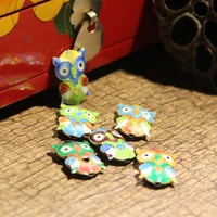 handwork cloisonne enamel filigree colorful owl accessories diy beads jewelry making findings necklace earrings bracelets 5pcs