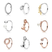 925 sterling silver ring charms rose gold bow 2 color diy heart gold letter loved crystal finger ring for women jewelry