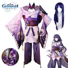 Игра Genshin Impact Raiden Shogun Косплей Костюм Baal Сексуальная женская форма парик Полный комплект костюмы на Хэллоуин для женщин