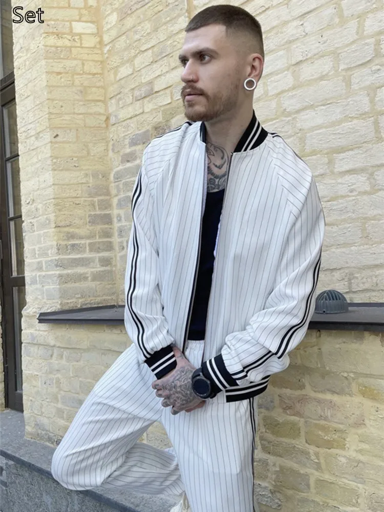 Костюм спортивный мужской на молнии свитшот куртка для тренировок в полоску