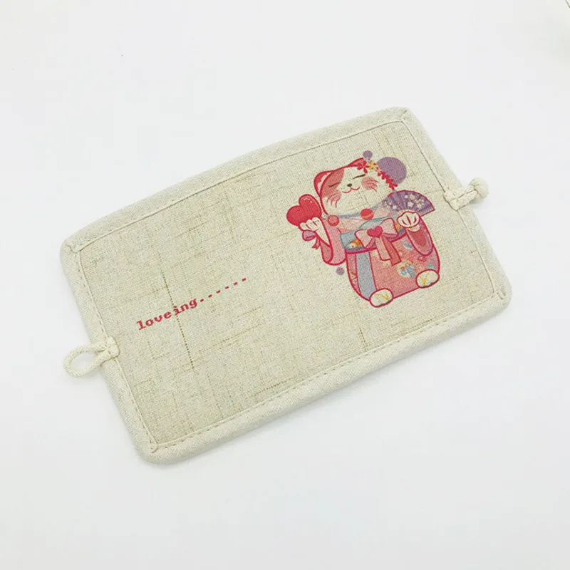Унисекс японский стиль льняная ID держатель для Карт RFID блок сплошной цвет ультра