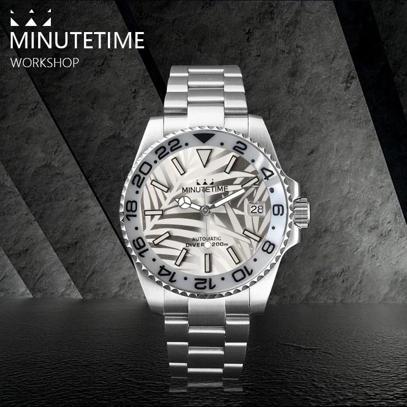 

Мужские автоматические механические наручные часы NH35, мужские наручные часы с рисунком листьев, мужские наручные часы с зеленым луком