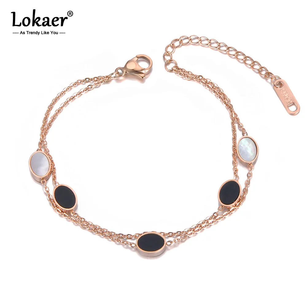 Двухслойный белый/черный женский браслет Lokaer из нержавеющей стали в богемном
